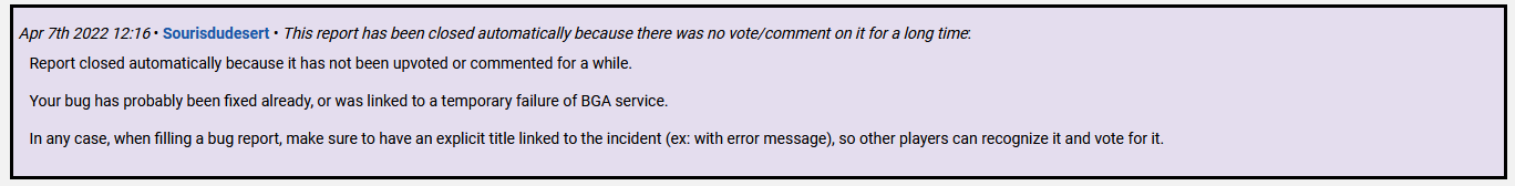 Your bug has probably been fixed already, or was linked to a temporary failure of BGA service.