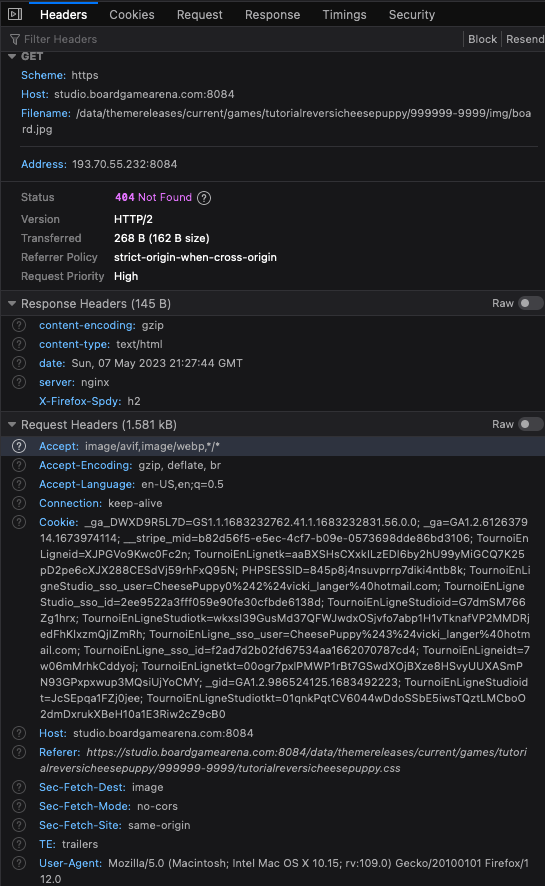 network tab > headers