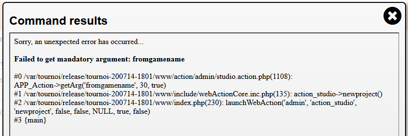 Attempt to create new project error