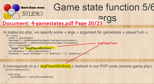 I think the text is confusing when it refers to "argPlaceWorkers" and there is no such function in the referenced file "reversi.game.php."