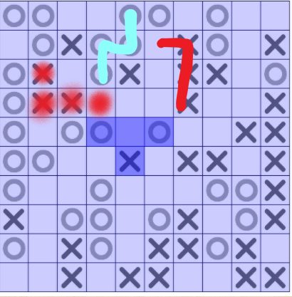L4 left mid (O)-S4 top left (X)-L4 top mid (O)