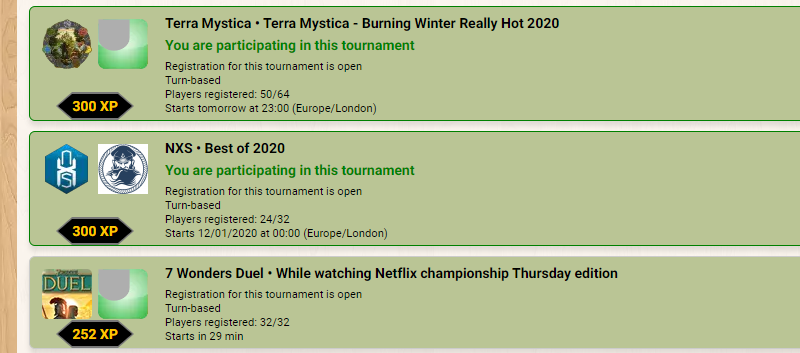 tournament listing details